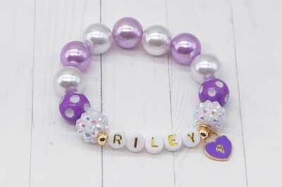 Little Girls Heart Beaded Bracelet, Kids Jewelry Gifts, Toddler Bracelets.